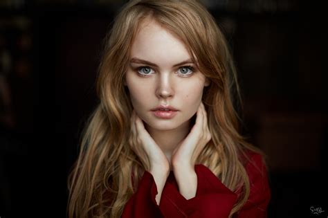 wallpaper face women model blonde long hair red anastasia