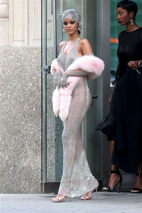 rihanna in naked see through dress show her tits the