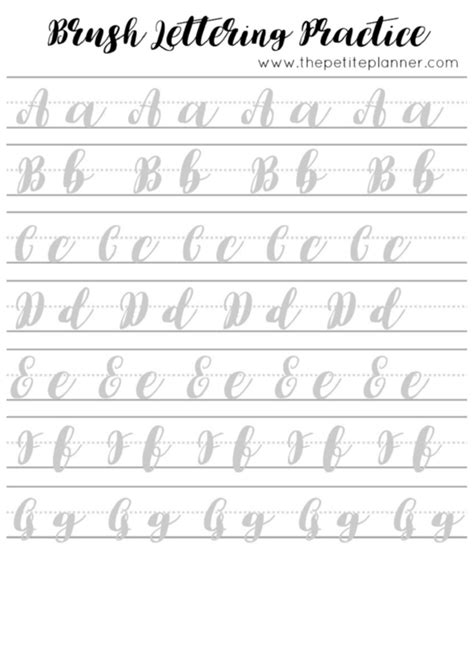 brush lettering practice sheets printable