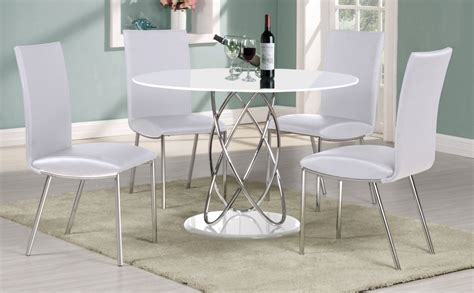 Full White High Gloss Round Dining Table And 4 Chairs Homegenies