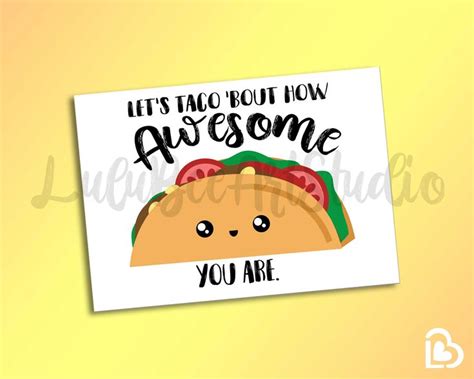 Printable Thank You Taco Pun Card Appreciation Card