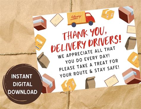 delivery driver treat basket printable sign   treat sign etsy canada