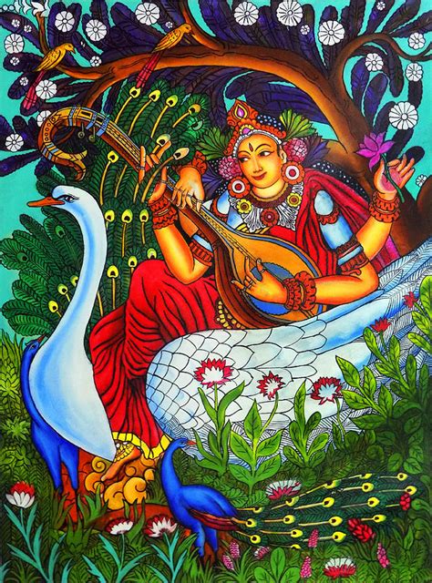 saraswati  goddess  art mural painting painting  arun sivaprasad