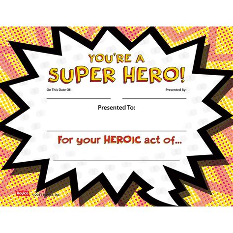 super hero certificate pack     roylco  awards