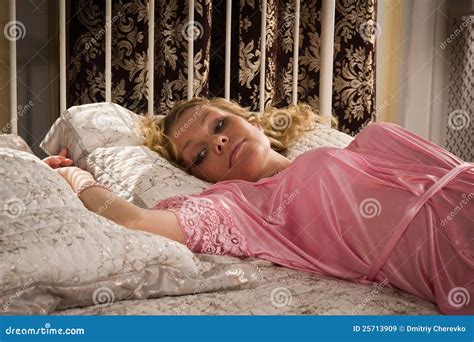 Attractive Blonde Lying On The Bed Stock Image Image Of Beauty Hair