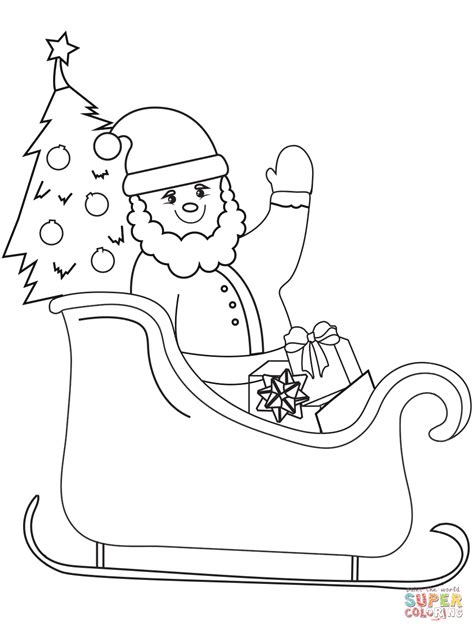 coloring pages santa sleigh santa claus sitting   sleigh