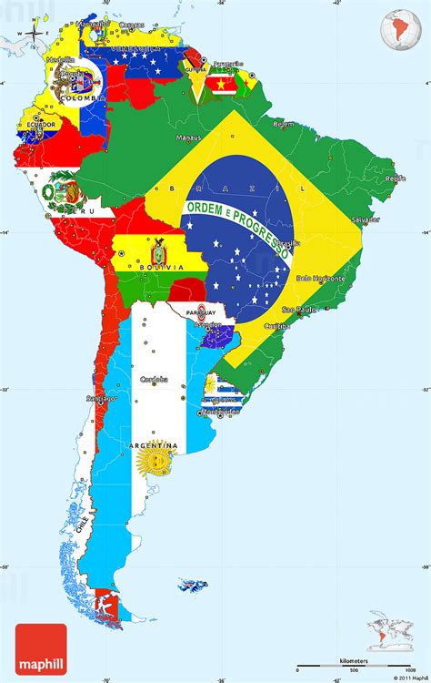 flag simple map  south america single color