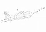 Coloring Pages War Fighter Japanese Ii A6m Planes Zero Mitsubishi sketch template