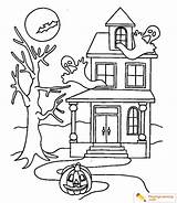 Halloween House Coloring Haunted Pages Kids Sheet Printable Template Witch Print Sheets sketch template