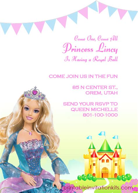 barbie princess birthday invitation template ← wedding
