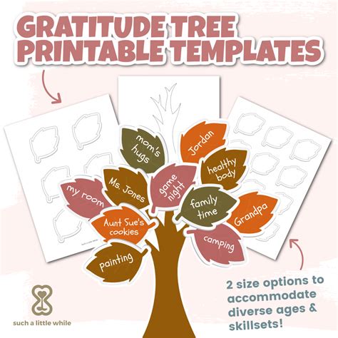 gratitude tree activity bundle printable template