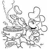 Coloring Mickey Mouse Barbeque Golf Playing Back Yard Pages Cooking Colorluna Disney Color sketch template