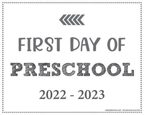 day  preschool sign printable   school