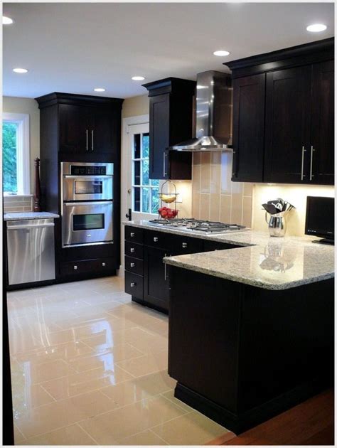 espresso cabinets  granite  kitchen renovation sweet home kitchen design