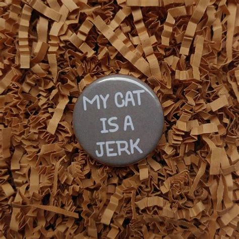 My Cat Is A Jerk Funny Quote Pinback Button Pin Badge
