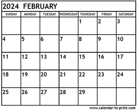 february  calendar   month  printable february calendar