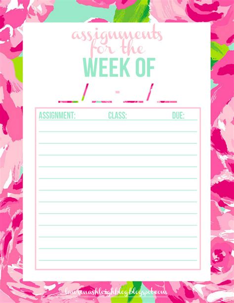 knowledgeable  happy  printable assignment tracker