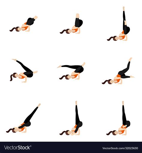 fallen angel pose sequence yoga asanas set vector image