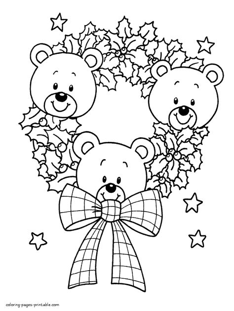 christmas teddy bears coloring pages coloring pages printablecom