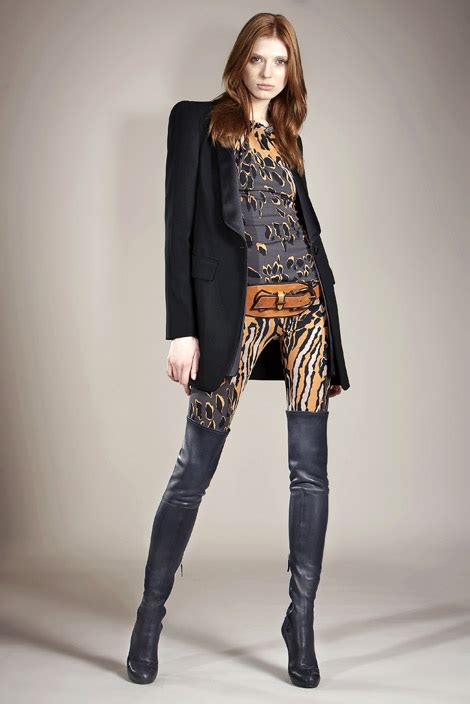 boot fashion olga sherer in roberto cavalli thigh high boots roberto cavalli pre fall look