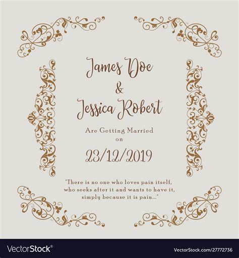 royal wedding invitation card template royalty  vector