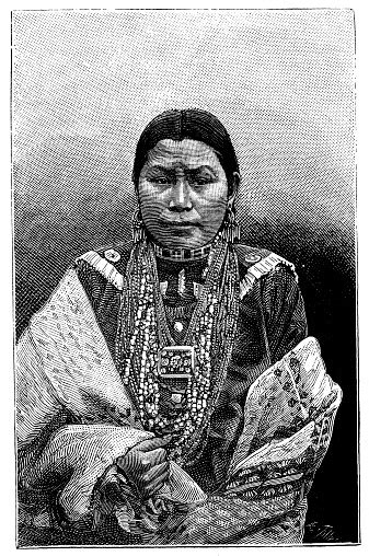 Antique Illustration Of Native American Woman Stock