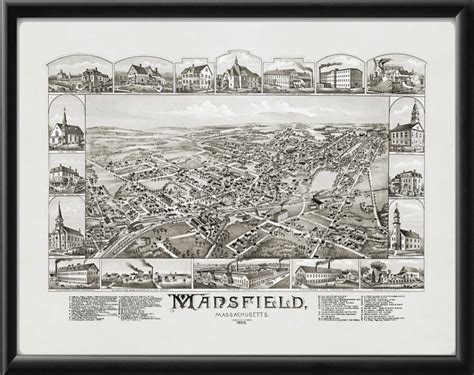 mansfield ma  vintage city maps