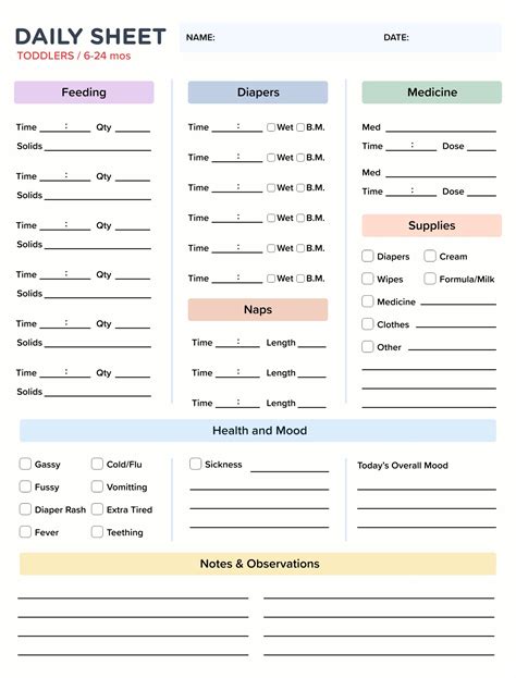 daily sheets  toddlers    printables printablee
