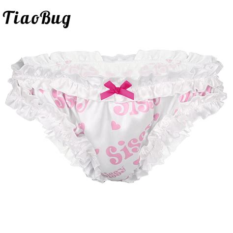 tiaobug men sissy lingerie super frilly ruffled high cut knickers