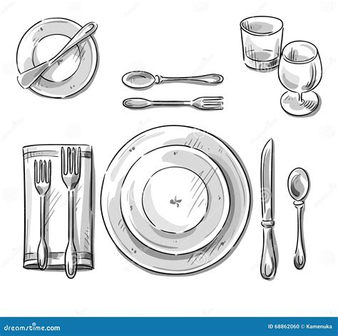 formal place setting clipart