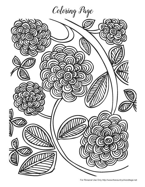spring coloring pages  adults  country chic cottage