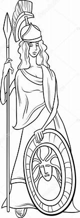 Athena Greek Dea Greca Athenas Spear sketch template