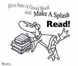 Splash Coloring Make Read Library Dive Into Book Good Reading Frog Summer sketch template