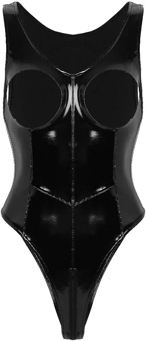 winying damen ouvert string body lack leder bodysuit latex catsuit