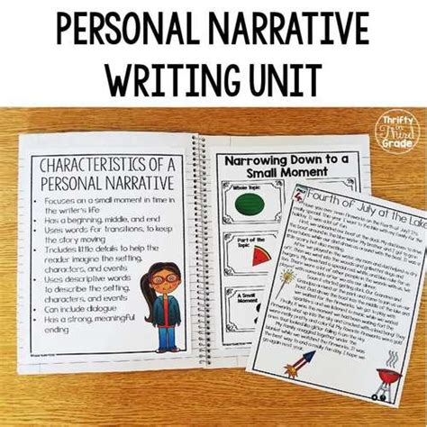 grade personal narrative writing unit  tpt