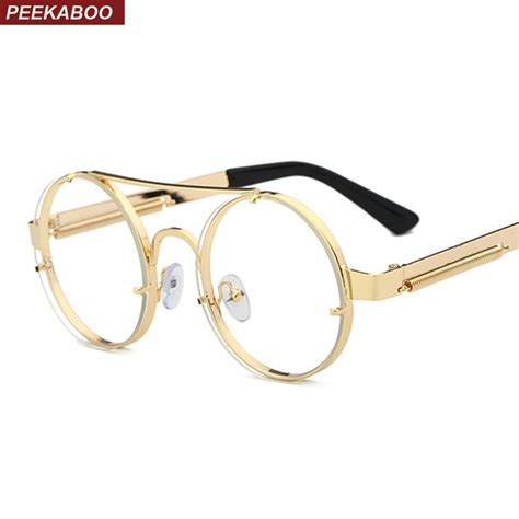 peekaboo round eyewear frames men vintage gold 2018 flat top retro