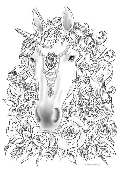 unicorn printable adult coloring page  favoreads coloring book