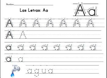 spanish handwritingabc sheets  preschool writing dual language