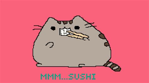 pixilart pusheen eating sushi  haruflower