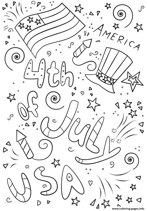 july doodle printable coloring page printable