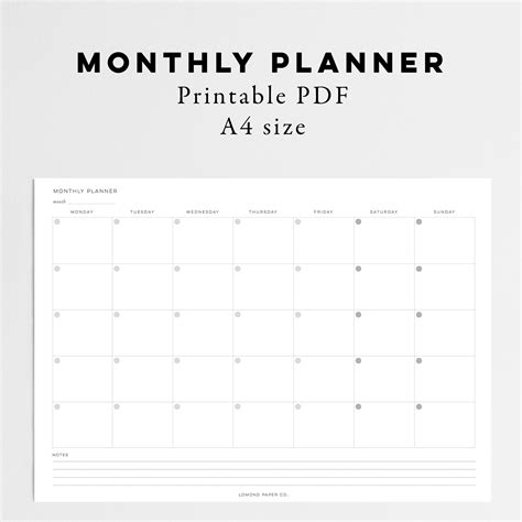monthly planner instant  lomond paper