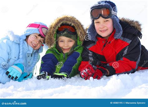winter kids stock image image  happy outdoor playmates