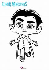 Super Monsters Coloring Pages Drac Shadows Bubakids sketch template