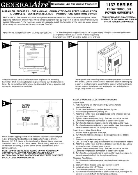 generalaire humidifier wiring diagram