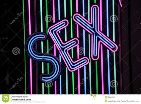 Poster Of Neon With The Word Sex In Colors Stock Image