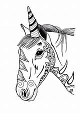 Coloring Unicorn Adult Pages Colorful sketch template