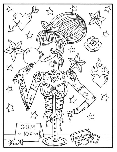 Glamour Ghouls Pin Ups Coloring Book Adult Color Halloween Etsy