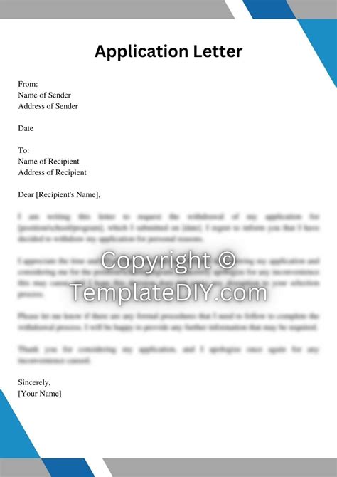 withdraw application letter sample  examples   word