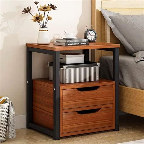 modern nightstands wooden  drawer nightstand metal frame  table