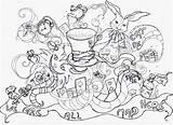 Wonderland Coloring Colouring Alice Adult Girl Cards Coloringbook sketch template